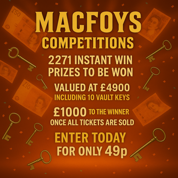 £1,000 CASH WITH INSTANT WIN WITH £5,900 WORTH OF PRIZES TO BE WON PLUS A CHANCE TO PLAY IN OUR VAULT BONUS FOR ONLY 49p A TICKET #105